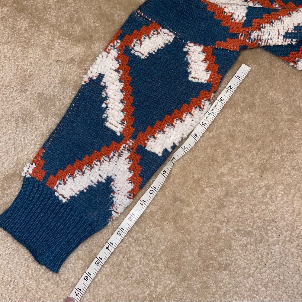 NWT Adora Teal & Orange Geometric Abstract Shaped Button Cardigan One Size - Picture 13 of 16